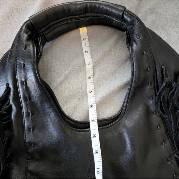 Moda Luxe Black Fringed Hobo Bag. Excellent condition - Picture 4 of 6